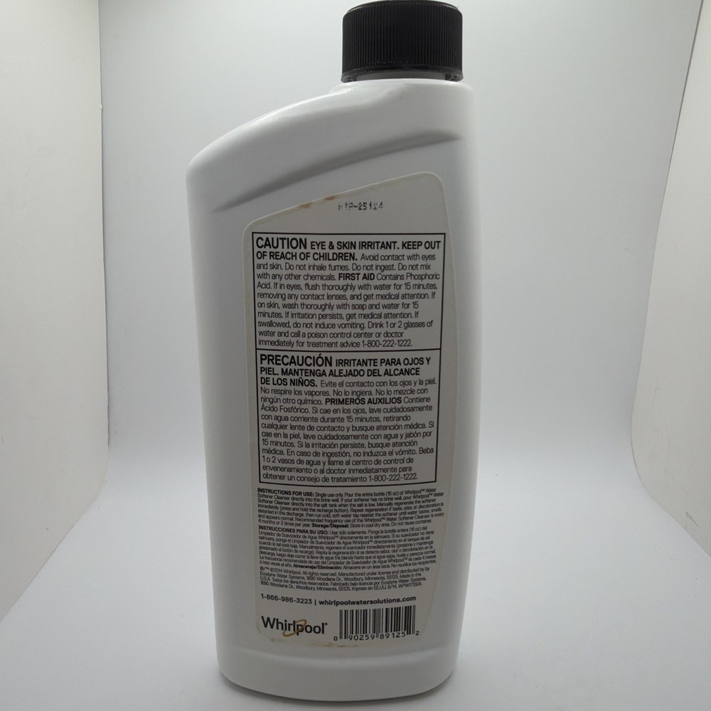 Whirlpool 287317 Water Softener Cleanser WHE-WSC 16 oz, New.