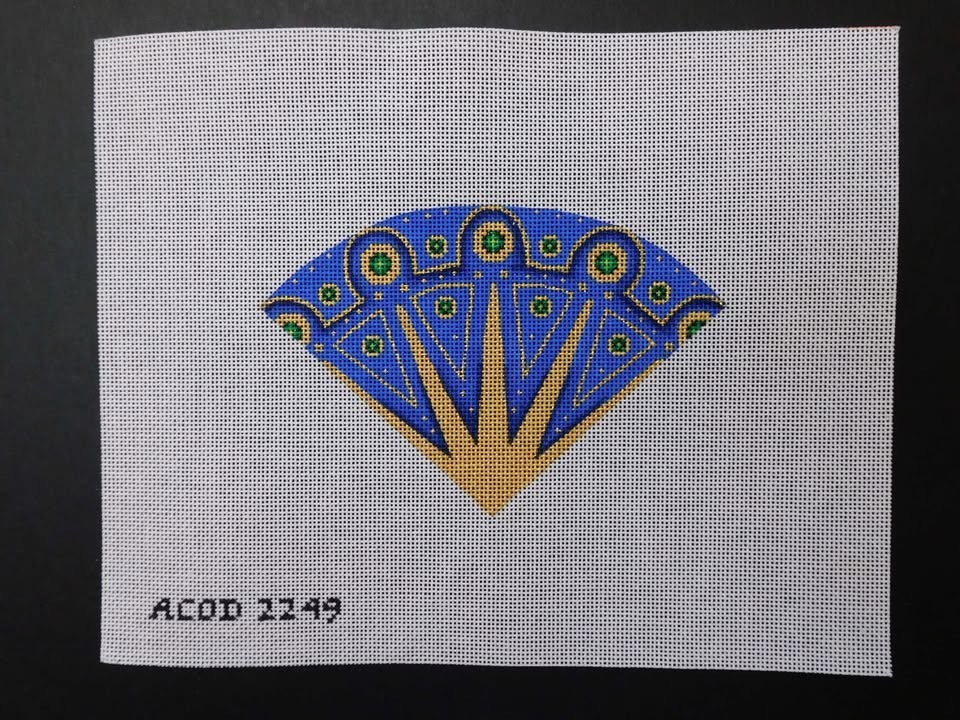 Periwinkle Triangles Ornament by ACOD (CT38) Hand Painted Needlepoint