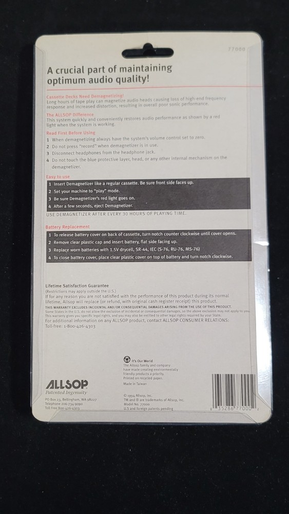 Vintage Allsop CASSETTE Demagnetizer #77000