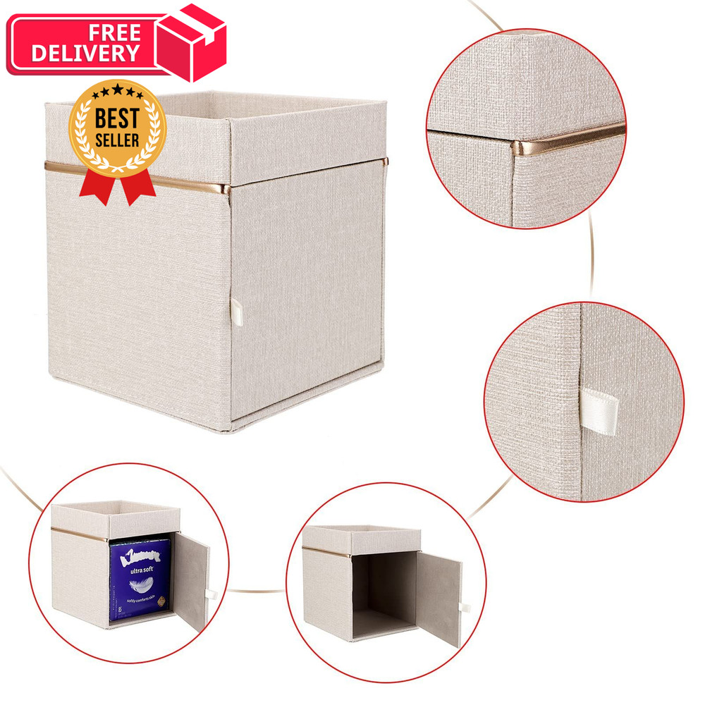 Sumnacon Linen Square Tissue Box Cover - Decorative Cube Beige