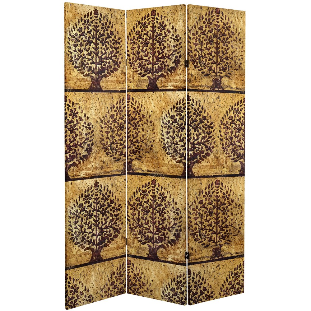 6 ft. Tall Gold Leaf Orchard Canvas Room Divider