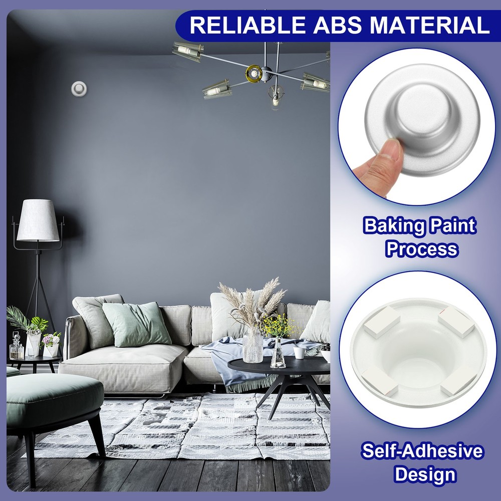 2 Pieces Pipe 3" Round Wall Sticker Drill Covers (High) Silver