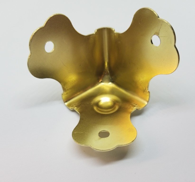 Brass Plated Trunk Corner with Dimple steamer chest cap cover bump bubble box...