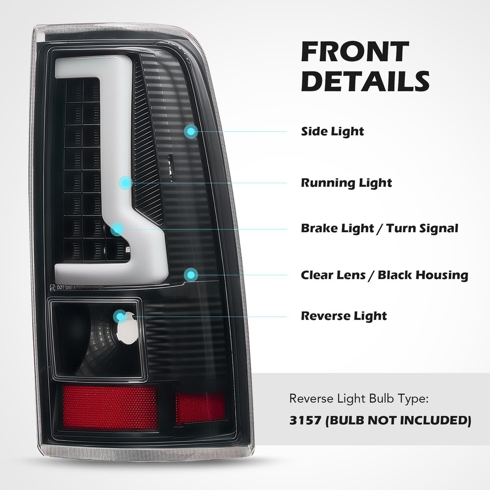 Black LED Tail Lights for 2003-2006 Chevy Silverado 1500 2500 HD 3500 Left Right