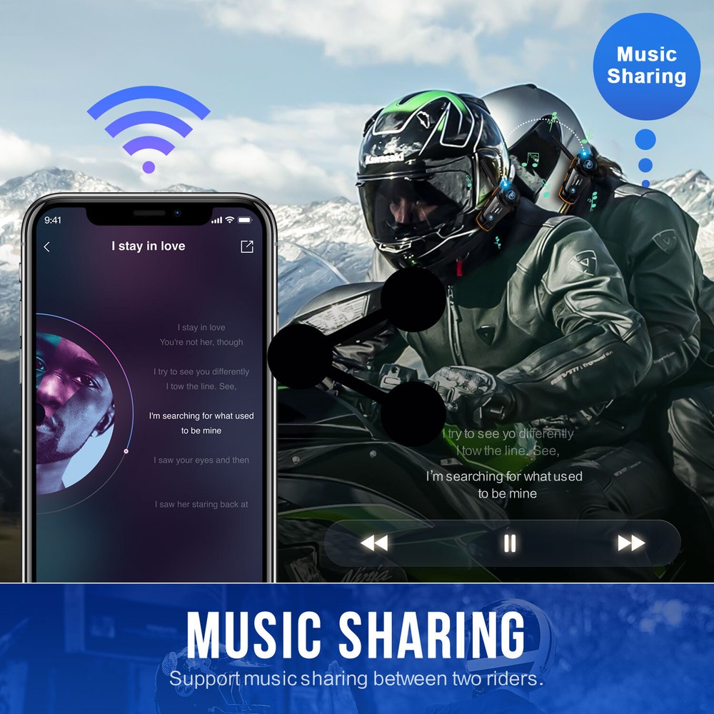 FX8 Pro Motorcycle Helmet Intercom Bluetooth Headset 8 Riders 1KM Communication