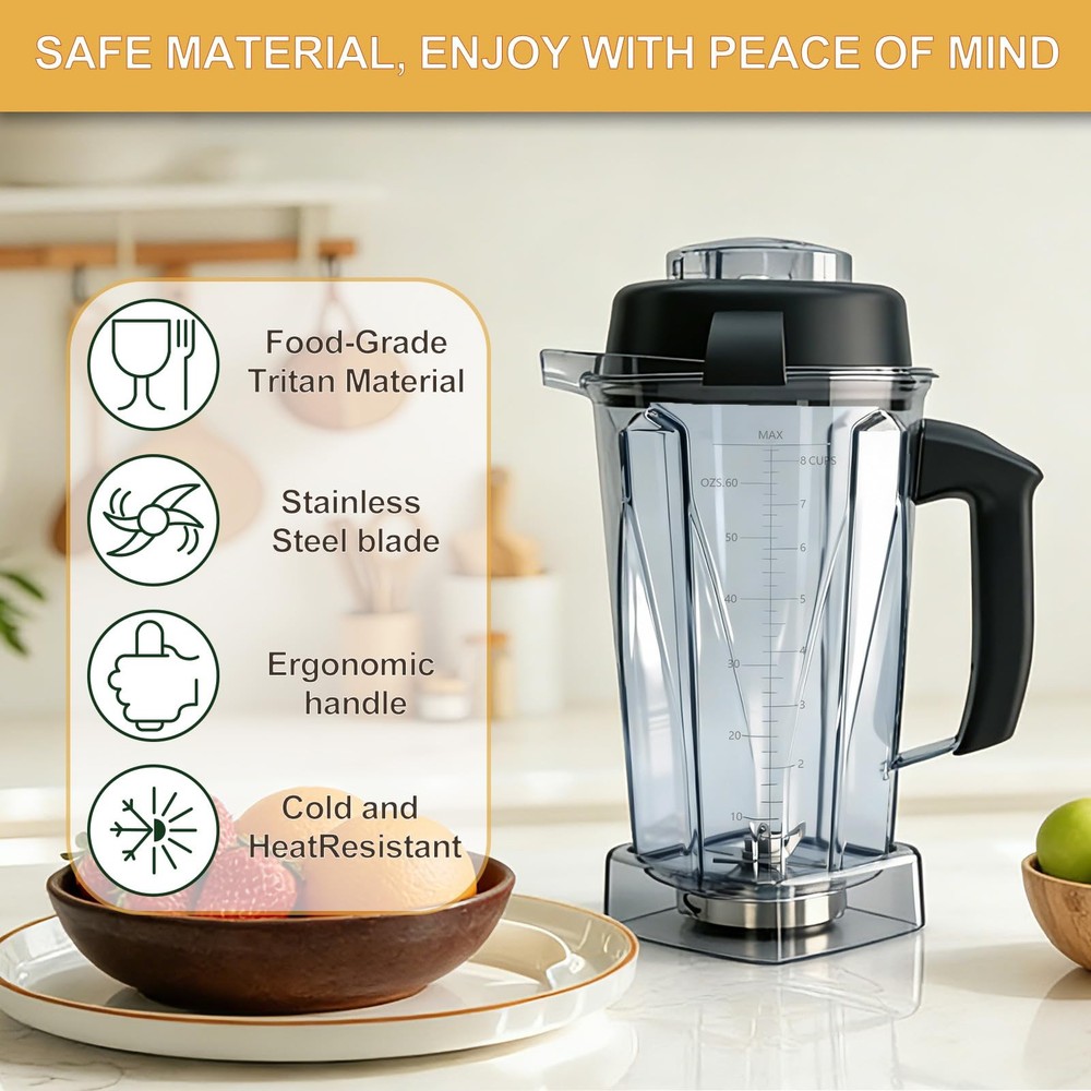 Blender Pitcher 64oz Replacement Container Compatible with 64oz, Transparent