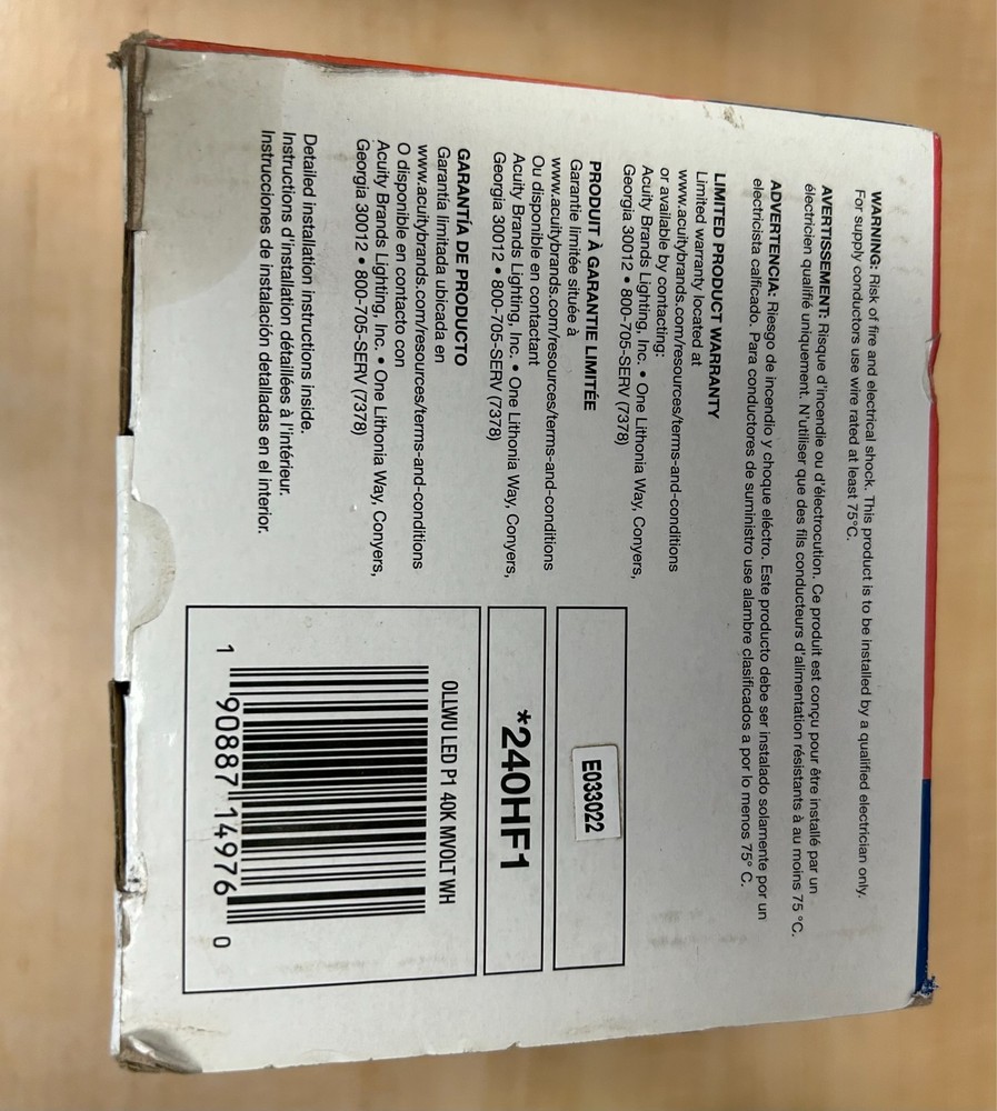 LITHONIA LED WALL PACK ENTRY LIGHT# OLLWU LED P1 40K WHITE NEW