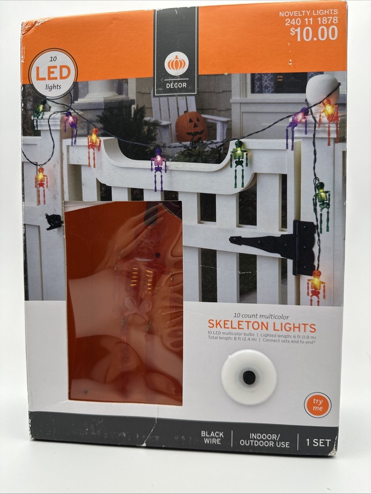 Led Skeleton Lights 10 Multicolor Bulbs 8’