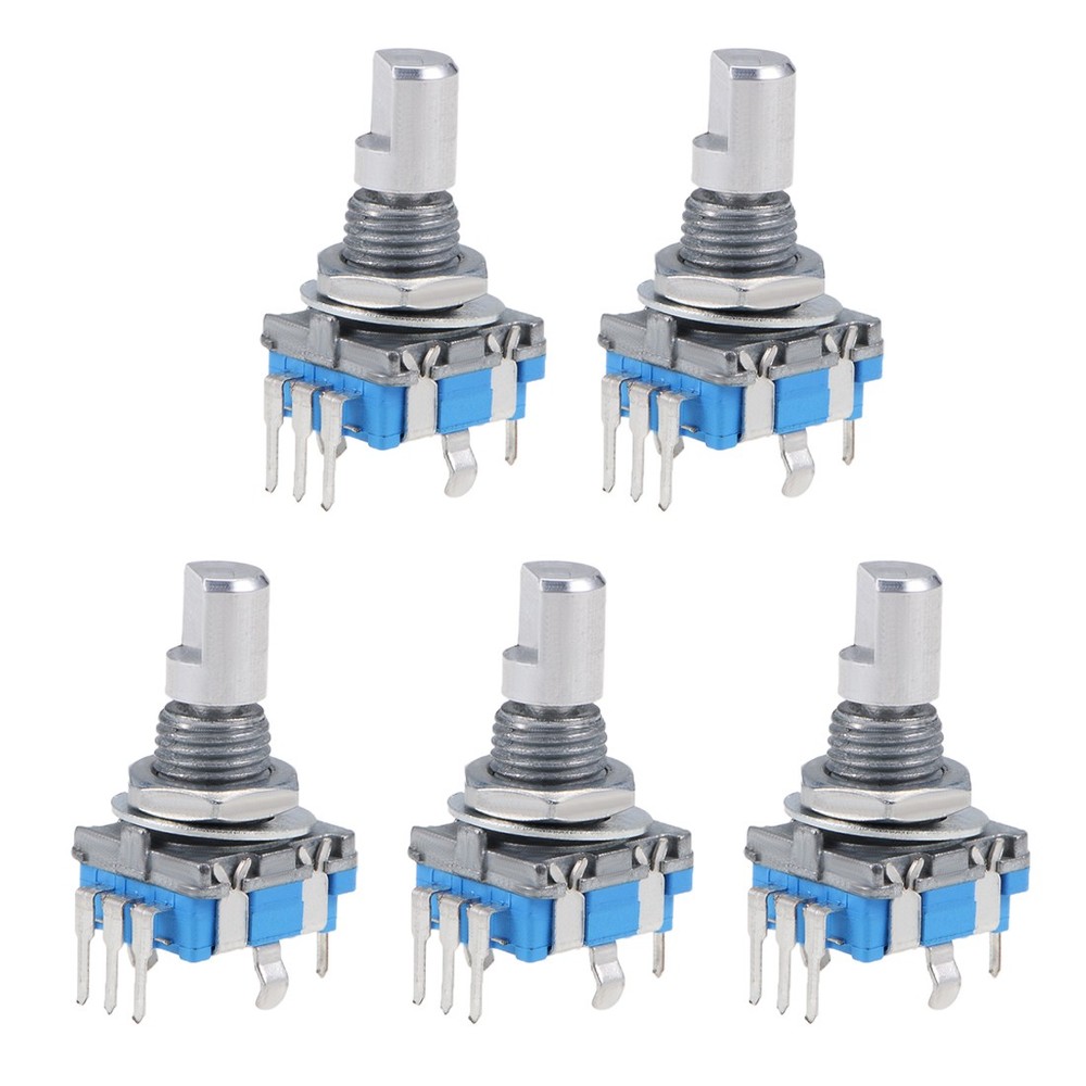 5pcs 360 Degree Rotary Encoder Code Switch Digital 7 Pins 15mm D-Shaft