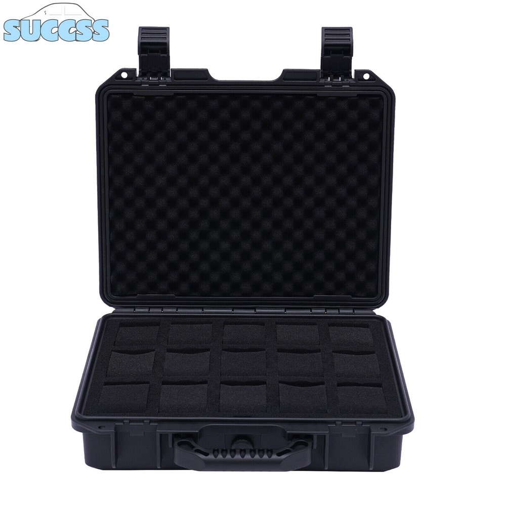 15 Slots Waterproof Plastic Suitcase Display Storage Case Watch Storage Box Case