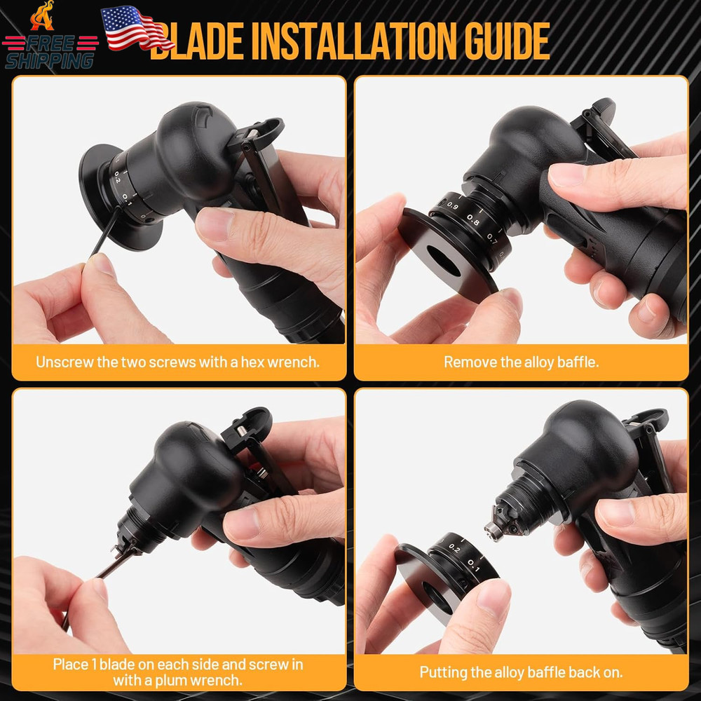 Beaiguna Pneumatic Chamfering Tool, Chamfer Tool with 6 C-Angle & 6 R-Angle Blad