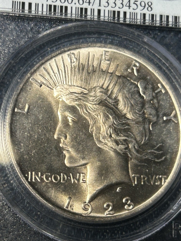 1923 $1 Peace Silver Dollar PCGS MS 64 CAC Older Solid Blue Label