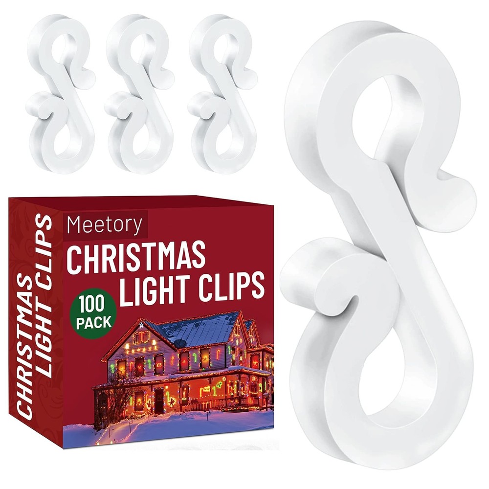 Meetory Christmas Light Clips, 100 Mini Hanging Hooks for Gutters & Shingles,...