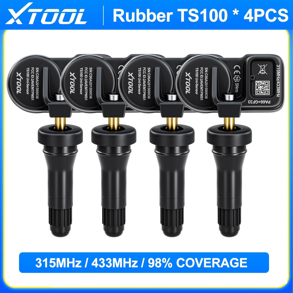 4PCS XTOOL TS100 Tire Pressure Sensor 315&433MHz Programmable Universal Rubber