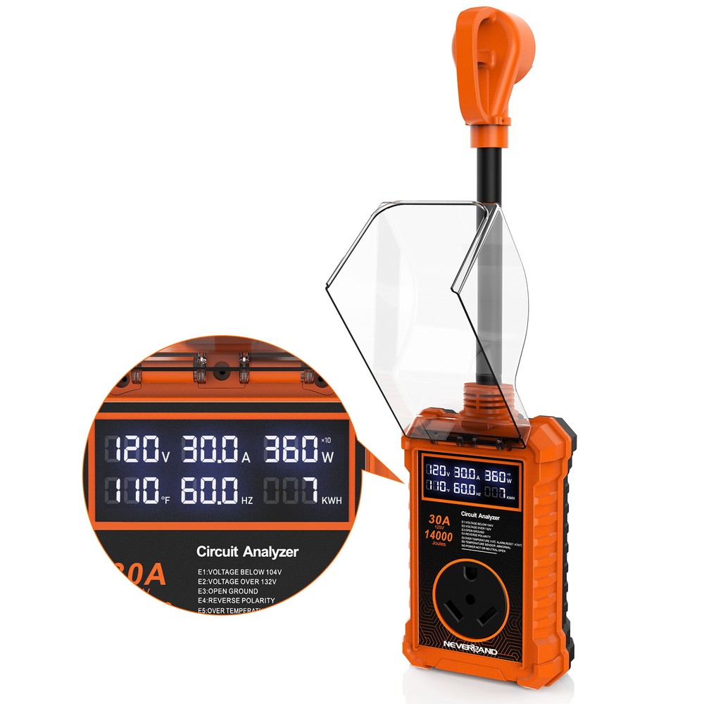 RV Surge Protector 30 Amp Waterproof 3750W 125V 14000J Protection for RV Camper