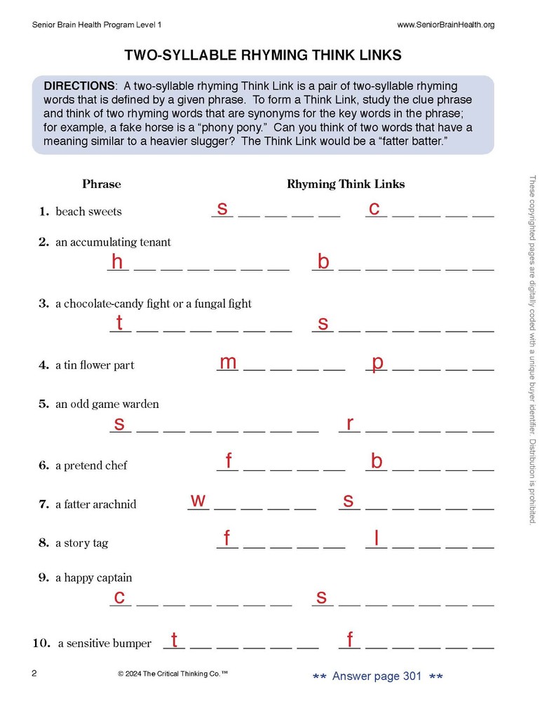 Senior Brain Health Research-Based Problem-Solving Puzzle/Activity Workbook