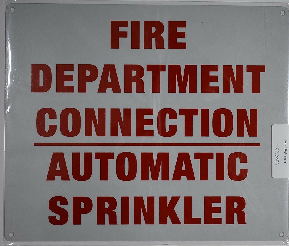 FIRE DEPT Connection - AUTO Sprinkler Sign(White, 10x12)-REF24-1027