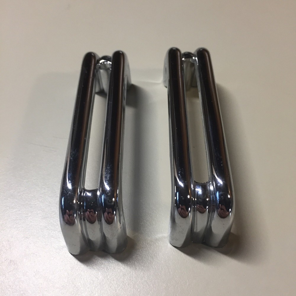 2 Vintage KBC Chrome Split Bar Drawer Pull Mid Century Style Lot N