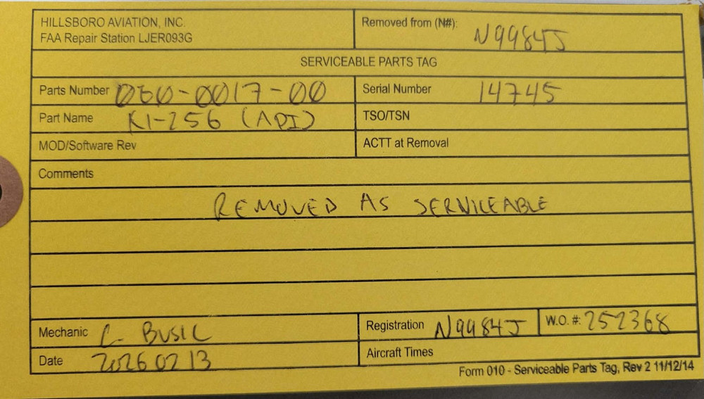 Bendix/King KI 256 Flight Command Indicator P/N 060-0017-00 with Serviceable tag