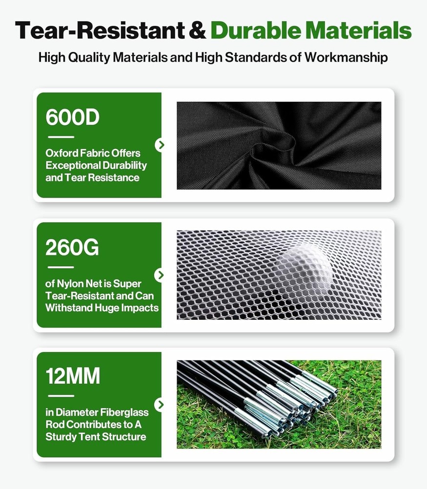 All-in-One 10x7ft Golf Training Net - Includes Mat & 5 Golf Balls for Practice