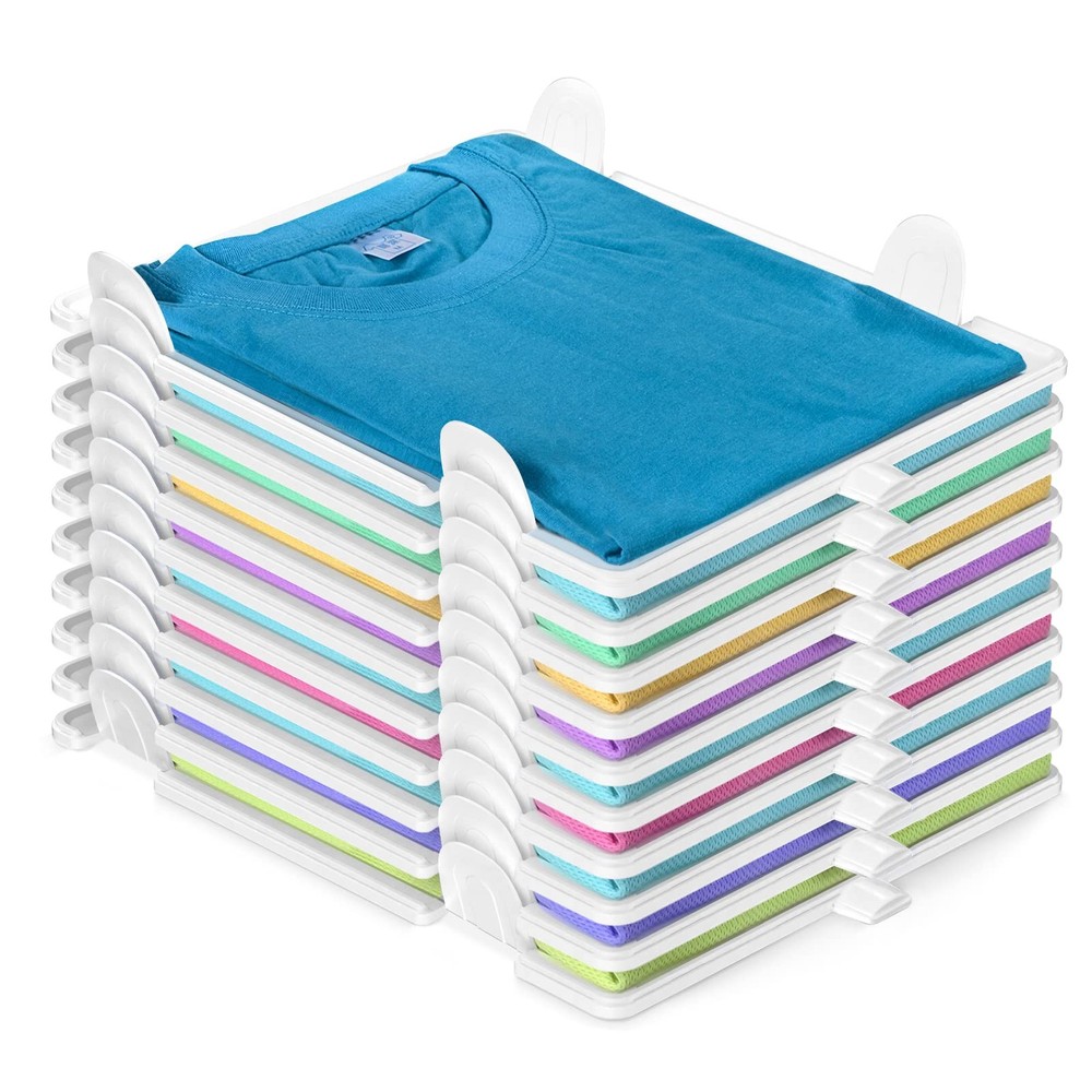 10 Pack T Shirt Organizer Closet Organizer Durable Stackable Clothing Trays -