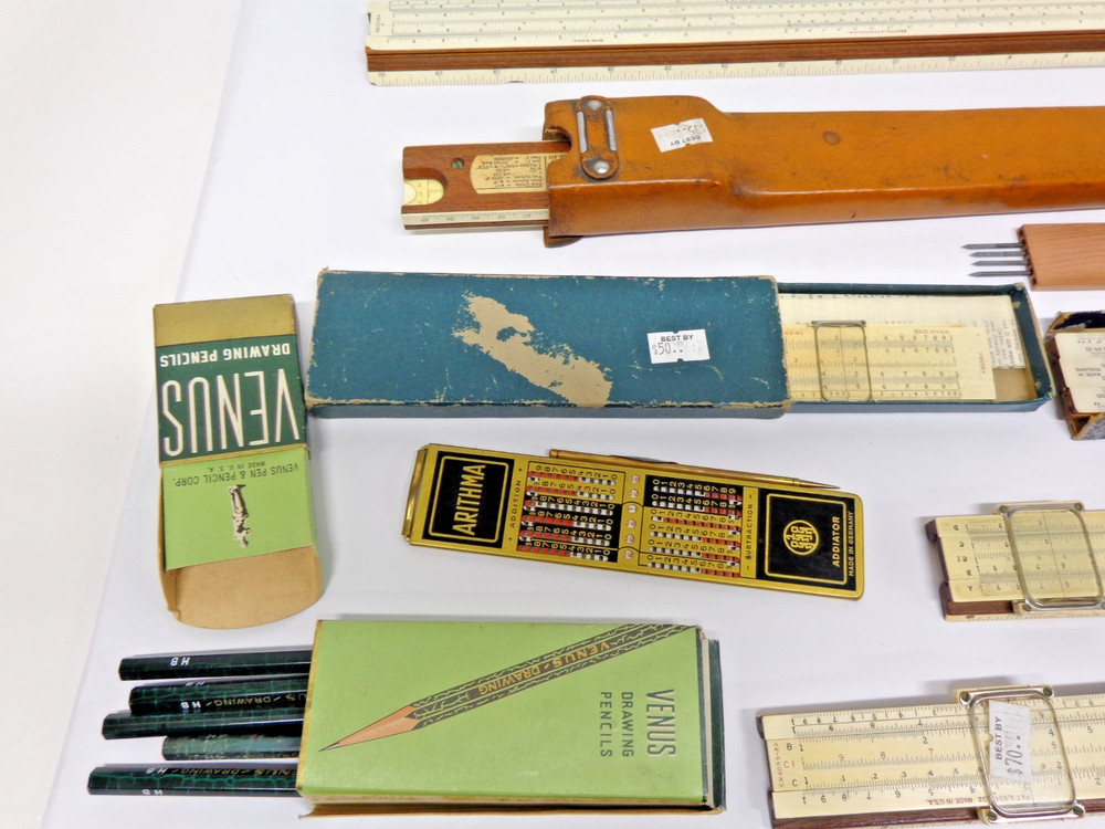 Vintage Lot of Drafting Slide Rules Plus