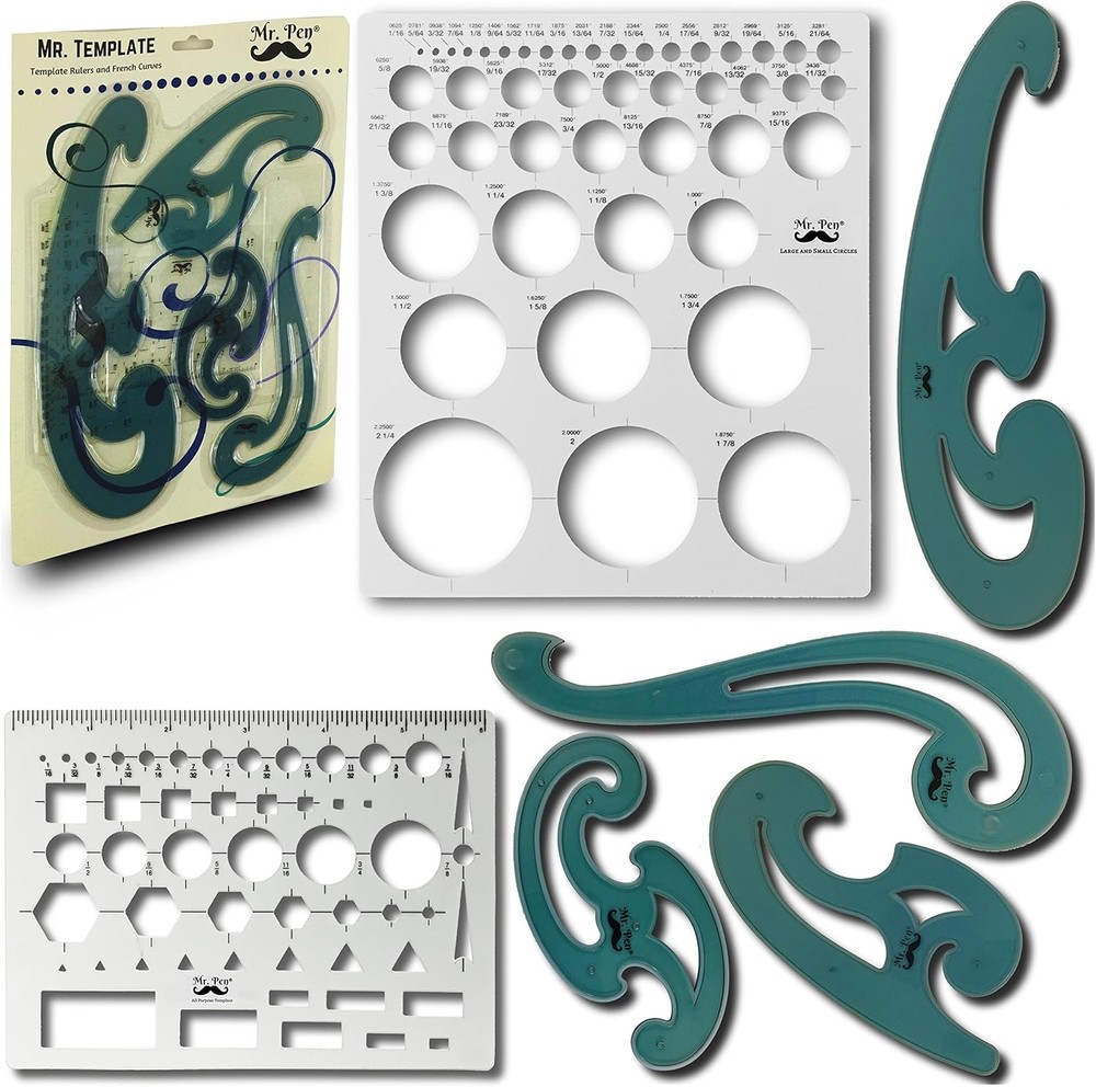 French Curve and Template Ruler Set for Drawing