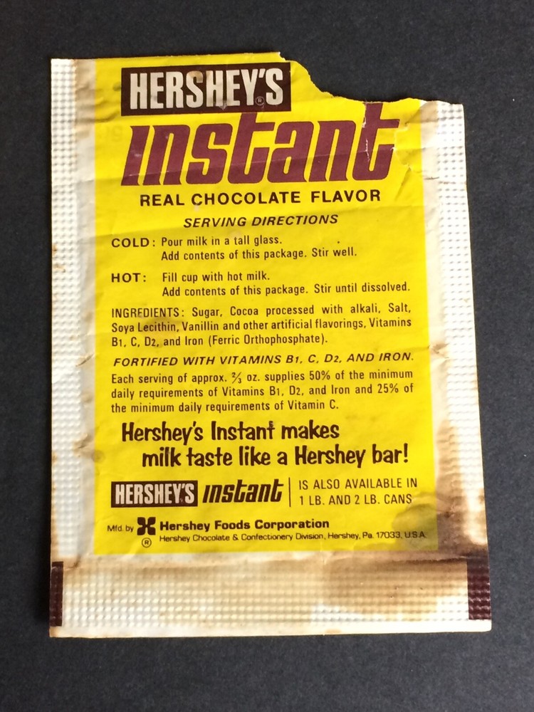 1970's Hershey's INSTANT Chocolate Drink Mix package