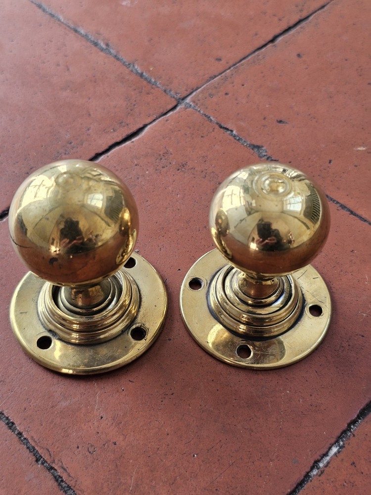 Antique original brass door knobs