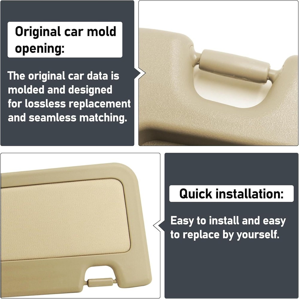 2Pack Beige Sun Visor For 2006-2011 Honda Civic Visors Left & Right Visor Kits