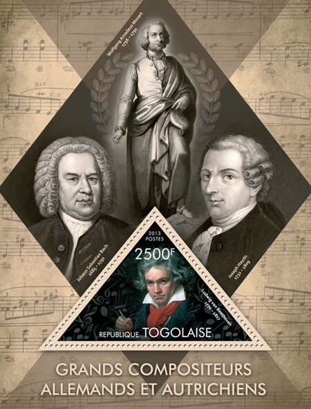 2013 TOGO MNH. COMPOSERS   |   Y&T Code: 694  |  Michel Code: 5020 / Bl.822