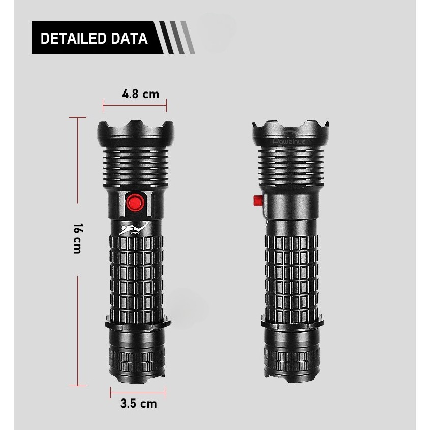 LED Diving Light 100m Waterproof Scuba Flashlight Underwater LED Dive Light Lamp