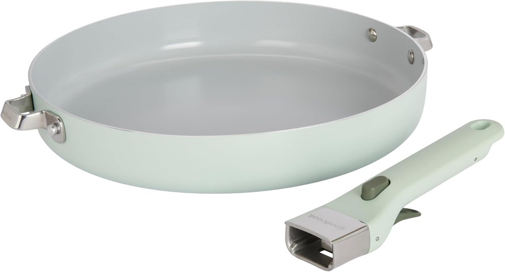 Ceramic Frying Pan Skillet with Removable Handle, Induction Compatible, Nonstick