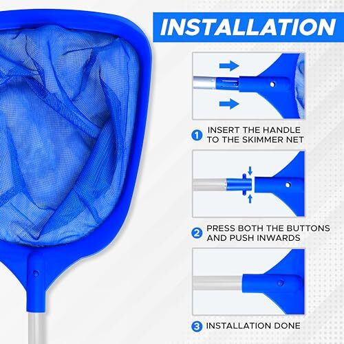 Skimmer Net with Pole | Efficient Pool Cleaning Solution Debris Removal |