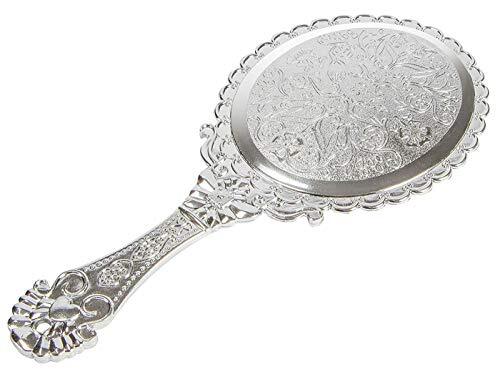 Vintage Handheld Mirror Small Hand Held Mirror with Handle Vanity Silver