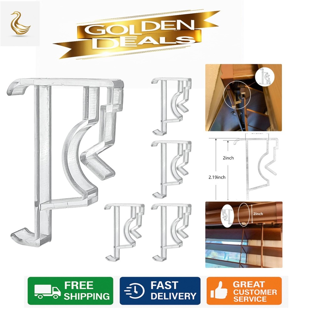 Eco-Friendly 2-Inch Clear Plastic Valance Clips for Window Blinds - 5 Pack