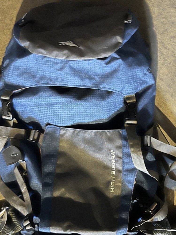 High Sierra Explorer 55 Camping Hiking Blue Backpack Frame Back Design