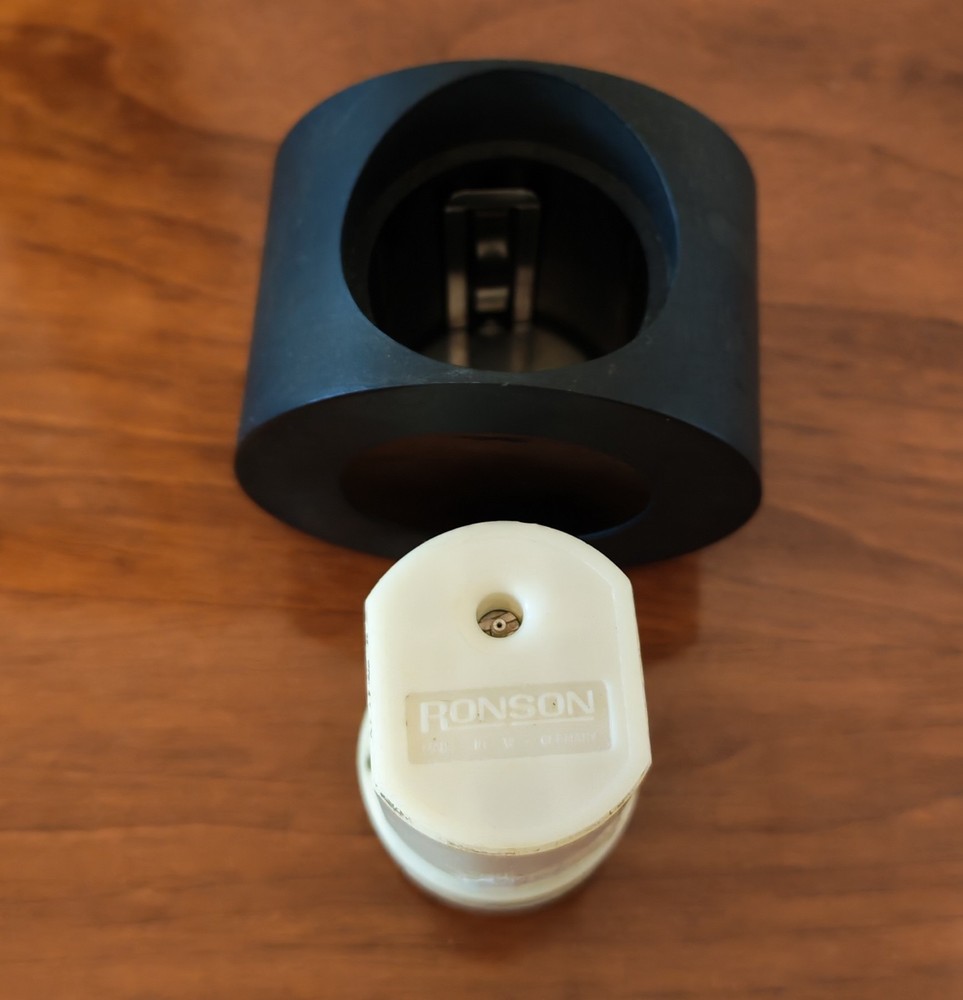 Vintage Ronson Table Lighter Black Holder Mid Century Working