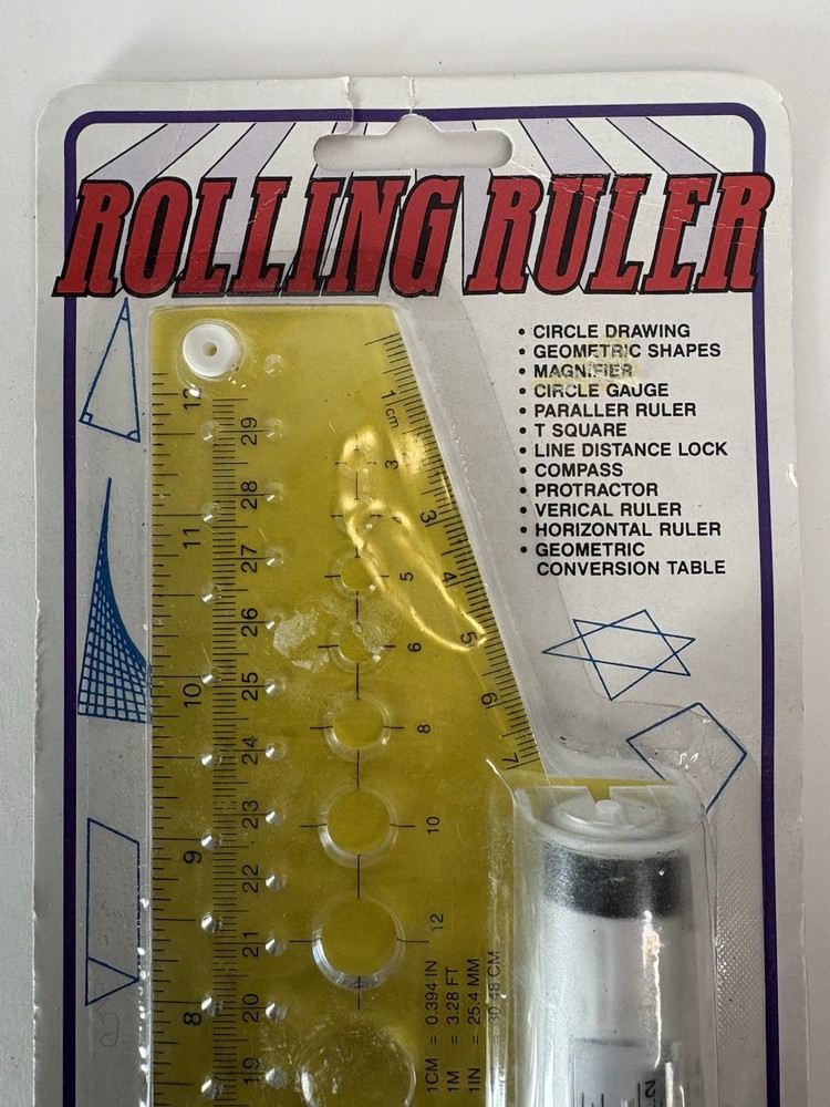 Vintage Parallel Rolling Ruler Universal Angle Rule Balancing Scale Drawing 12”
