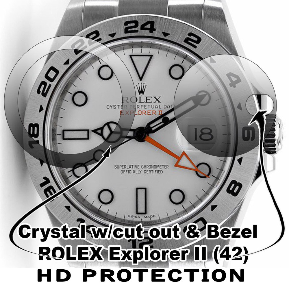 For-Rolex Explorer II Crystal Protector HD anti-scratch, wDate Window + Bezel