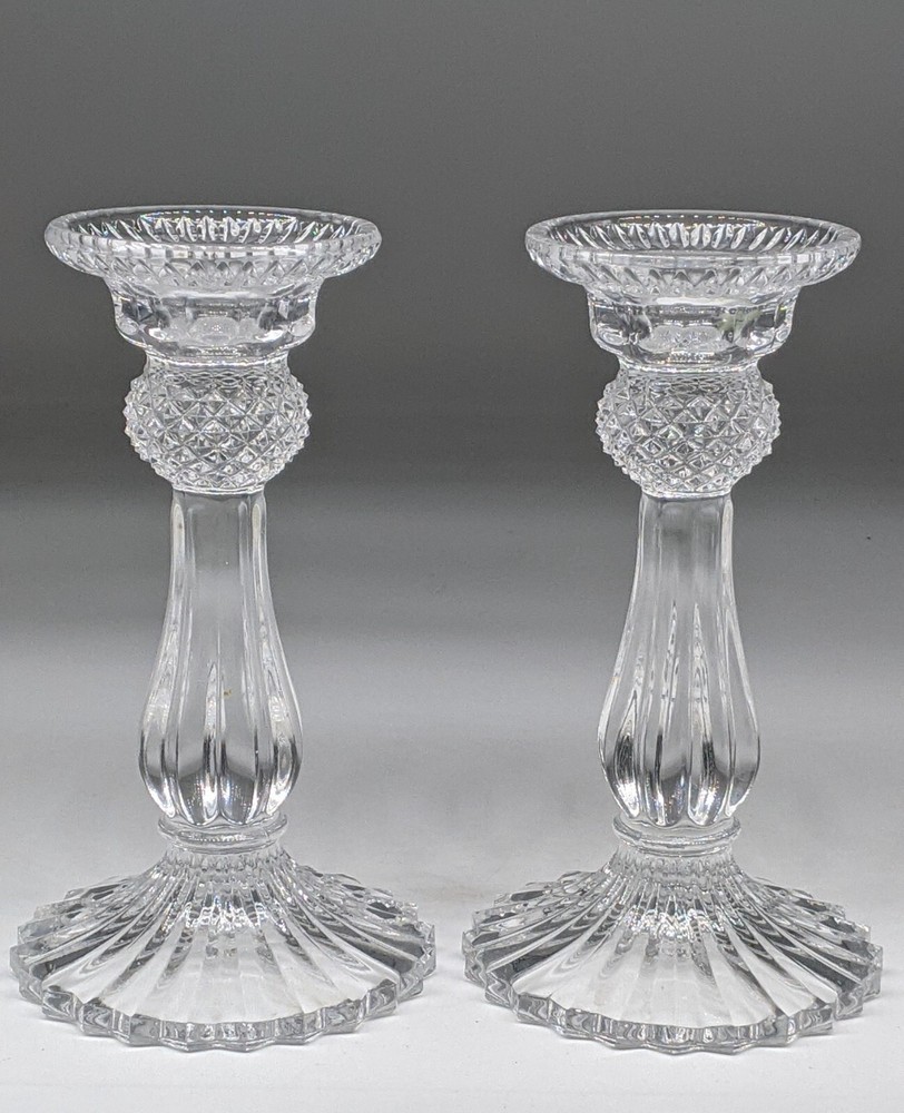 PAIR Irish Crystal  Clarenbridge Candlestick Thistle design