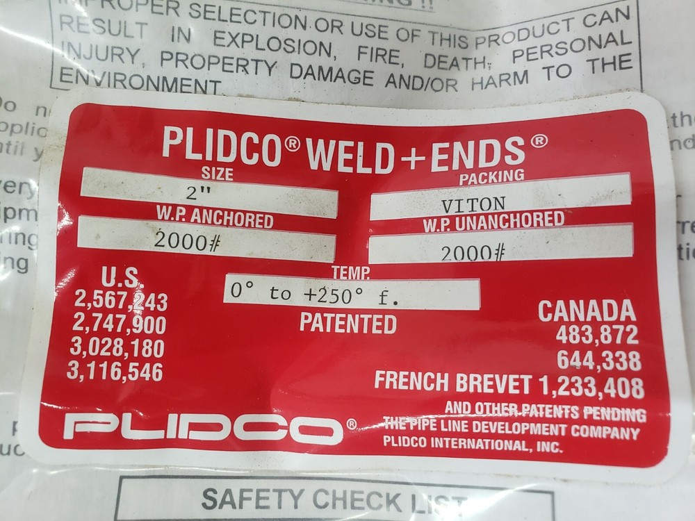 Plidco Weld + Ends 2" 2000PSI Viton Pipe Clamp