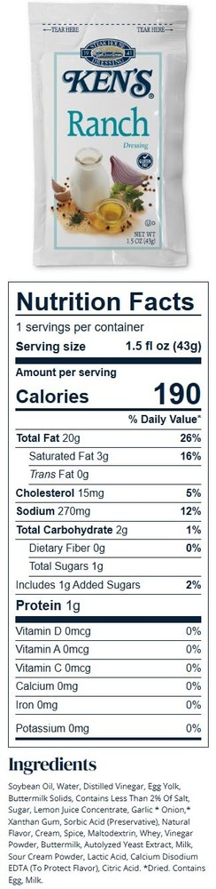 20 Count | Salad Dressing Packets | Individual Single Serve Salad Dressing