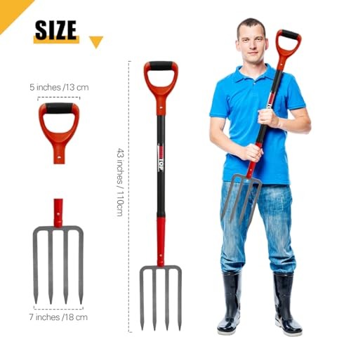 4-Tine Pitch Fork Garden Digging Fork Spading Fork Heavy Duty Pitchfork for