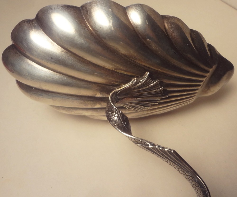📌e1900's DURGIN STERLING SILVER - (191 GRAMS) - DOLPHIN 6" SHELL COMPOTE - #107