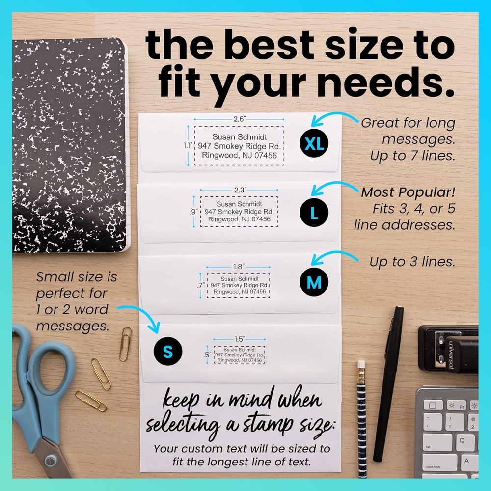 Custom Stamp Small Clear & Crisp Impressions Personalized Self-Inking Rubber