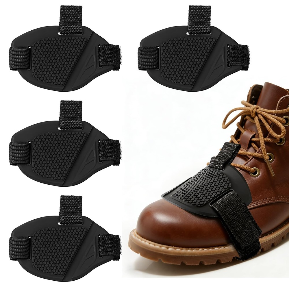 4 PCS Motorcycle Shoe Protector Adjustable Anti-Slip Shoe Boot Protector Black