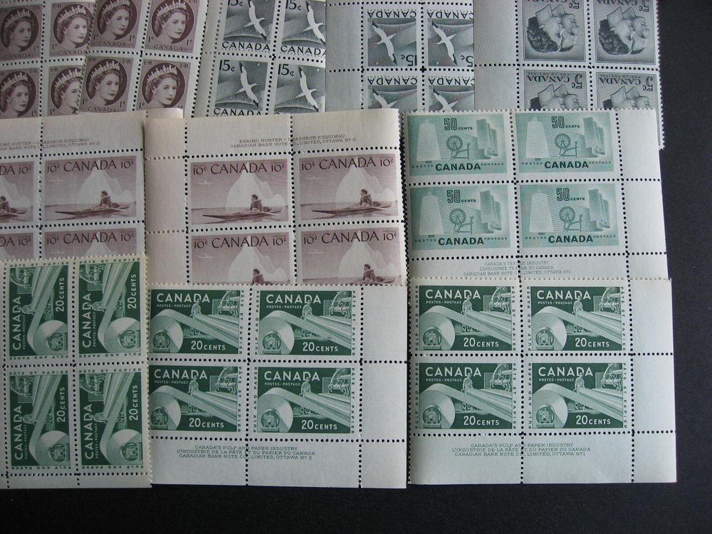 Canada 22 MNH Plate Blocks all different plates or positions, some better stuff!