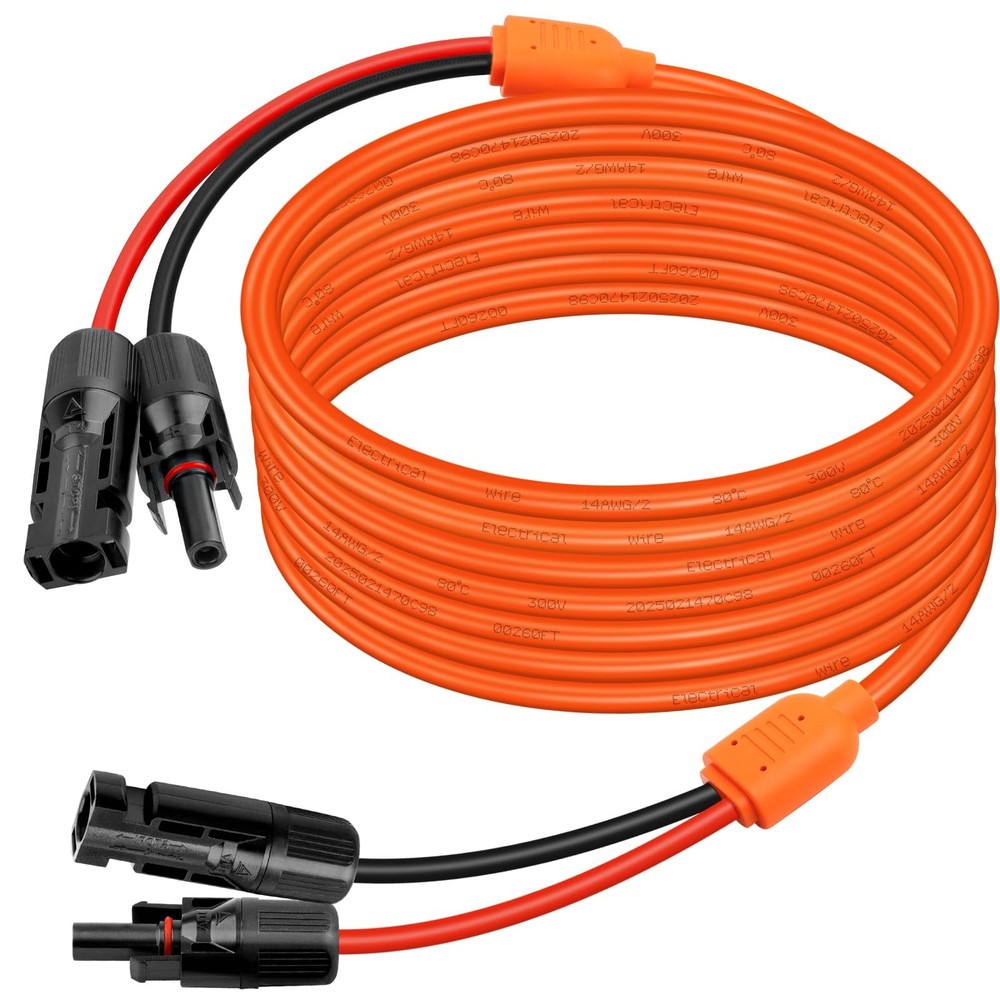 XRDS -RF Solar Extension Cable 25FT, 14AWG Tinned Copper with Solar Panel Connec