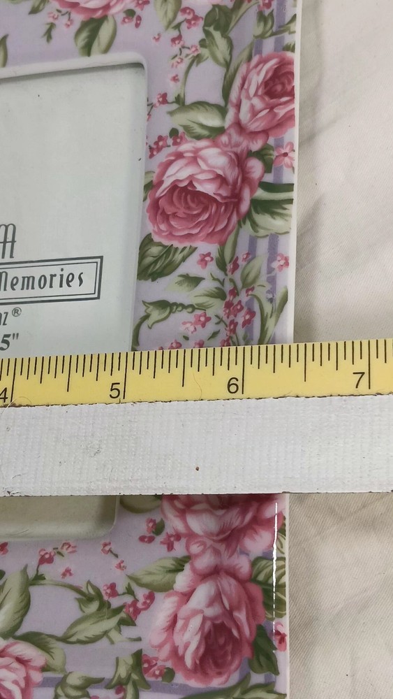 Ganz Rose Flowers Ceramic Frame Gold Trim